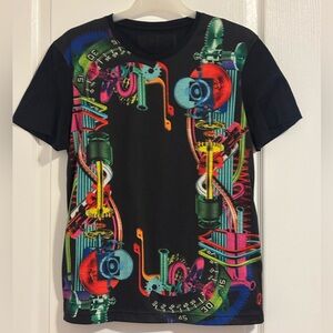 Juun.J Black Multicolor Graphic Tee